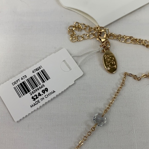 LOFT Outlet Lariat Style Gold Tone Necklace With Rhinestones - Extra Long NWT - Picture 4 of 6